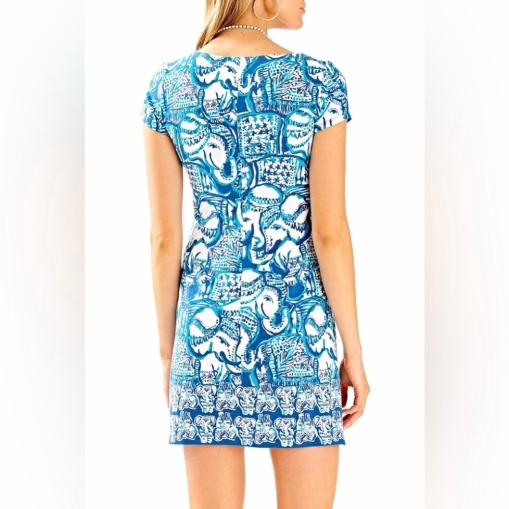 Lilly Pulitzer Sophiletta Keep On Trunkin Blue White Elephant Print Dress XS